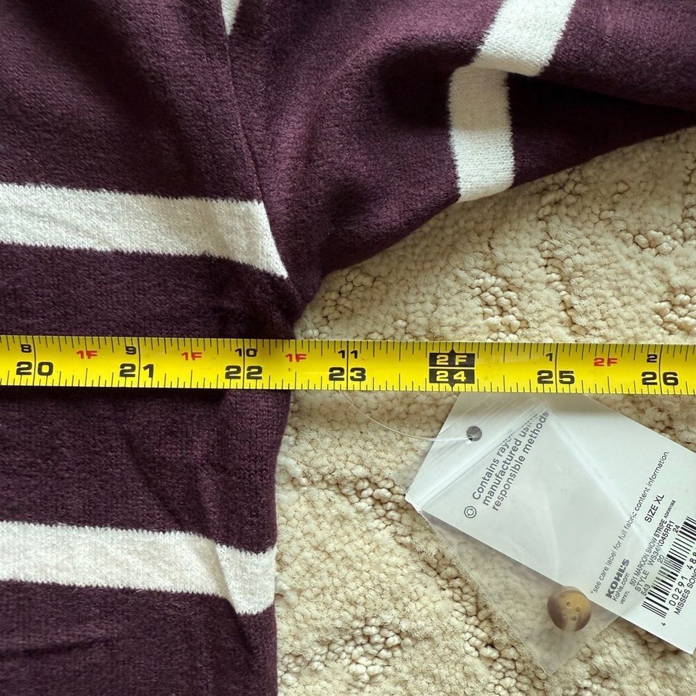 NWT Sonoma Women’s XL Maroon Striped Knit Sweater. Beautiful drape and Soft! - Picture 7 of 12